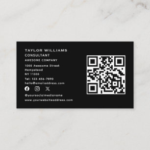 Black White Social Media QR Code Connect With Us Business Card