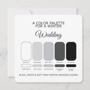 Black White Soft Grey Winter Wedding Palette Card
