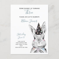 Black & White Some Bunny is Turning Three Birthday