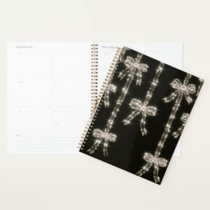 Black White Sparkle Bows Planner