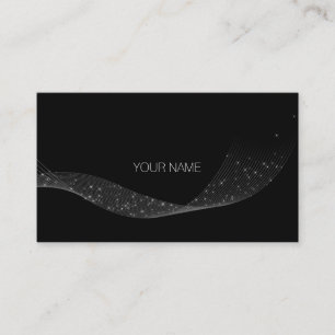 Black White Sparkly Glitter Ribbon Event Planner Business Card