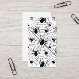 Black White spiders spiderweb Halloween pattern Business Card