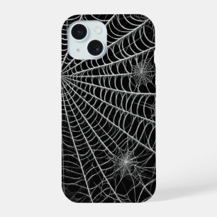Black & White Spiderwebs Spider Web Halloween iPhone 15 Case