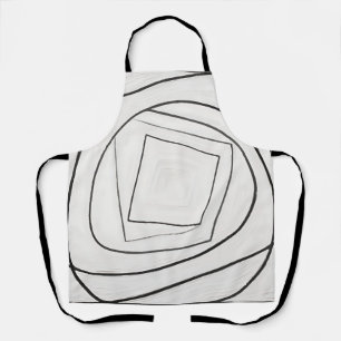 Black White Spiral Square Abstract Apron