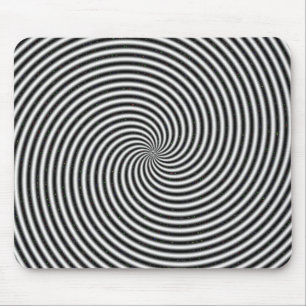 Black & White Spiral Swirl Optical Illusion Mouse Pad