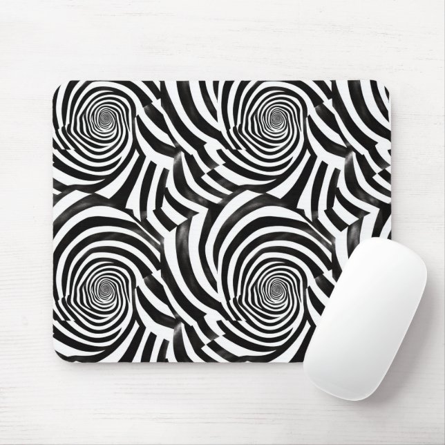 Black White Spirals Mouse Pad (With Mouse)