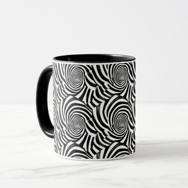 Black White Spirals Mug (Front Left)