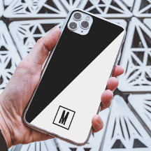 Black & white split Custom monogram initial