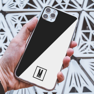 Black & white split Custom monogram initial iPhone 13 Pro Max Case