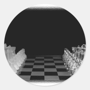 Black & White Spooky Glass Chess Board Game Classic Round Sticker