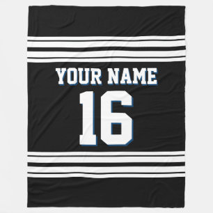 Black White Sports Jersey Fleece Blanket
