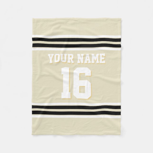 Black White Sports Jersey Fleece Blanket (Front)
