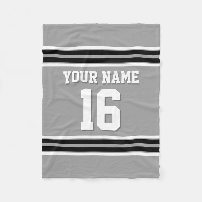 Black White Sports Jersey Fleece Blanket (Front)