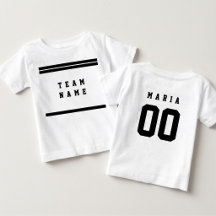 Black & White Sports Jersey Team Name Front Back