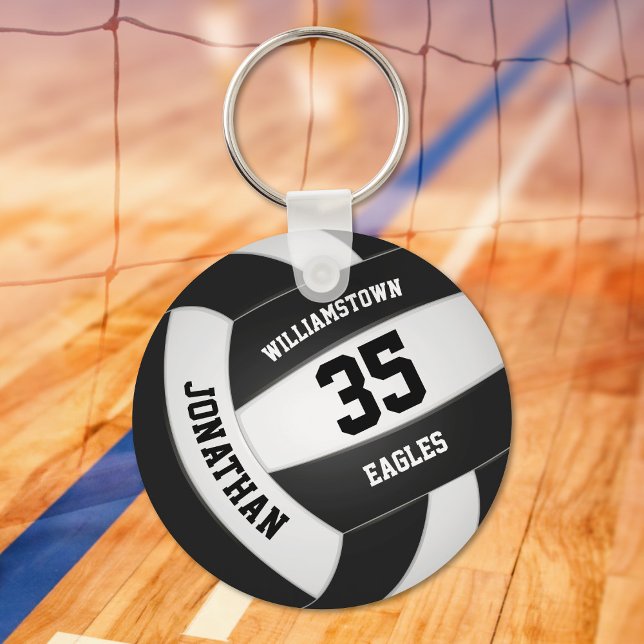 black white sports team colours volleyball key ring (Creator Uploaded)