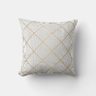 BLACK WHITE SPOT GOLD GRID DESIGN CUSHION