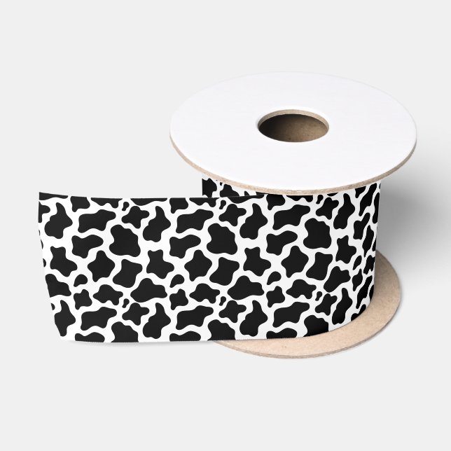 Black & White Spotted Cow Satin Ribbon (Spool)