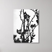 Black  White Spring Almond Tree Floral Art Graphic