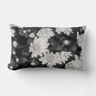 Black & White Spring Flower Throw Pillow