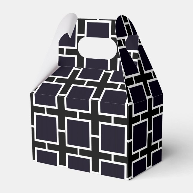 Black & White Square Chic Party Favour Boxes (Front Side)
