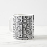 Black White Square Labyrinth Op-Art Greek Pattern