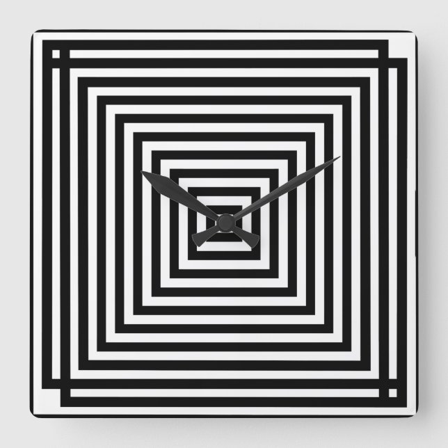 Black/White Square Optical Art Square Wall Clock (Front)