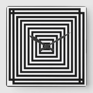 Black/White Square Optical Art Square Wall Clock