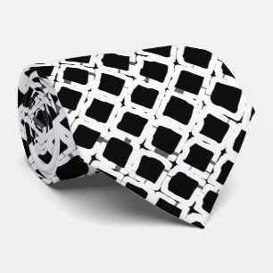 Black White Square Pattern Chic Tie