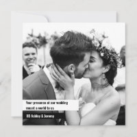 Black White Square Photo Wedding Thank You Card