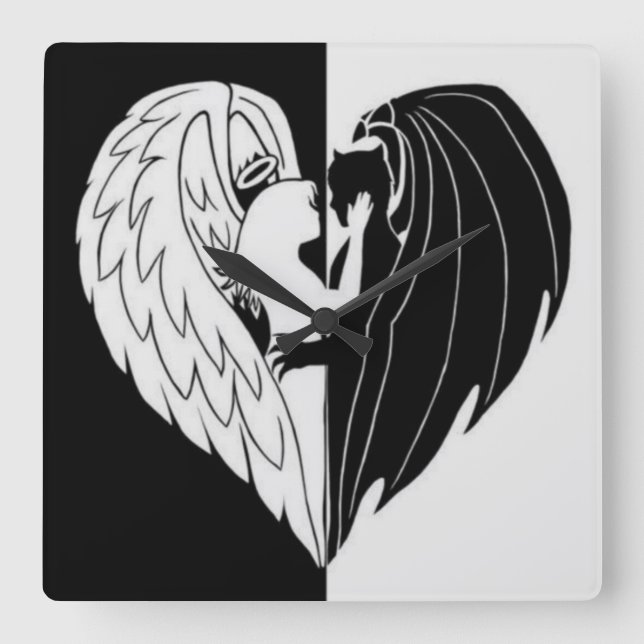 Black white square wall clock (Front)