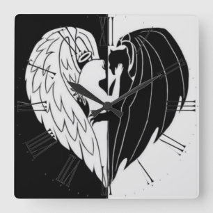 Black white square wall clock