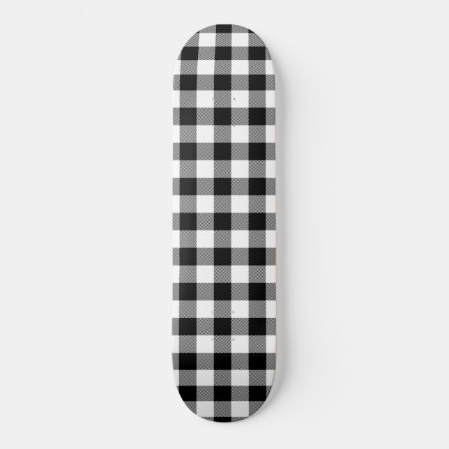 Black & White Squared Minimal Abstract Pattern Skateboard (Front)