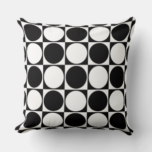 Black&White Squares&Circles Design Cushion
