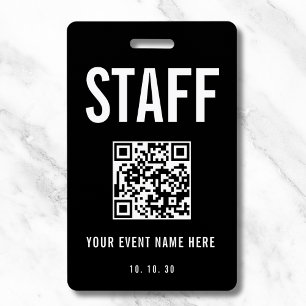 Black White Staff Backstage Pass QR Code Concert ID Badge