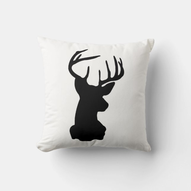Black & White Stag Head Cushion (Front)