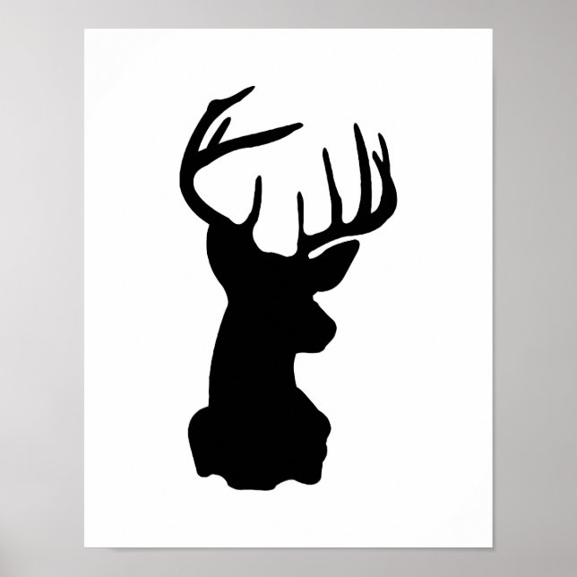 Black & White Stag Head Poster (Front)