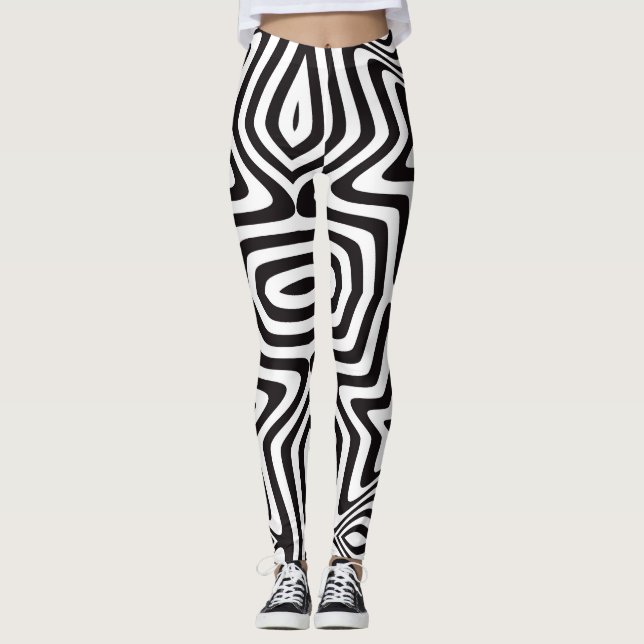 Black & White Star Illusion Leggings – Hypnotic  (Front)