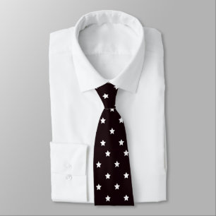Black White Star Print Mens Tie