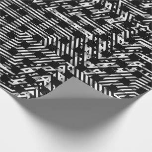 Black White Star Weave Wrapping Paper