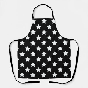 Black White Stars Pattern Decorative Apron