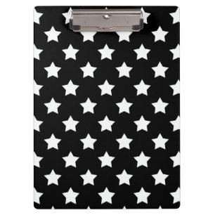 Black White Stars Pattern Decorative Clipboard