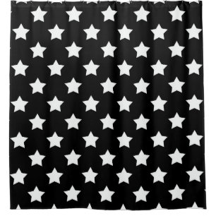 Black White Stars Pattern Decorative Shower Curtain