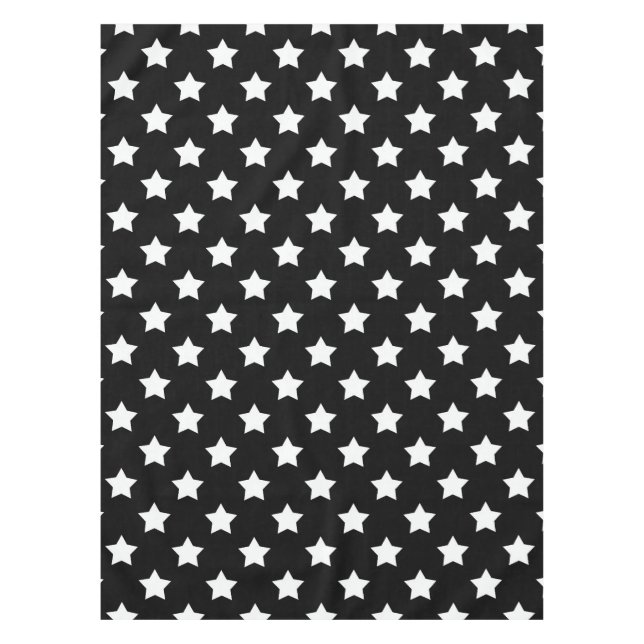 Black White Stars Pattern Decorative Tablecloth (Front)