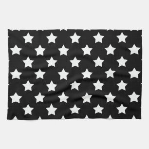 Black White Stars Pattern Decorative Tea Towel