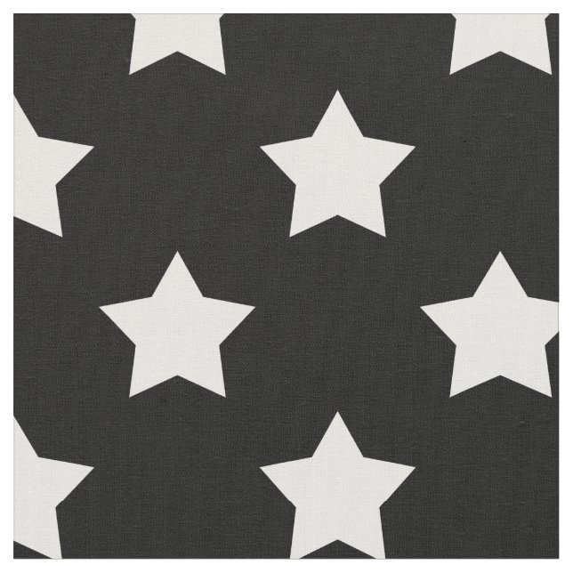 Black White Stars Pattern Decorative Textile Fabric (Close Up)