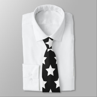 Black & White Stars Retro Neck Tie