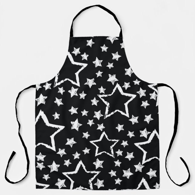 Black, white stars: urban grunge. apron (Front)