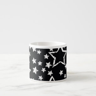 Black, white stars: urban grunge. espresso cup
