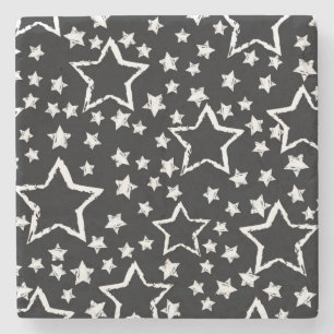 Black, white stars: urban grunge. stone coaster