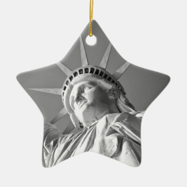 Black White Statue of Liberty Ceramic Tree Decoration (Front)